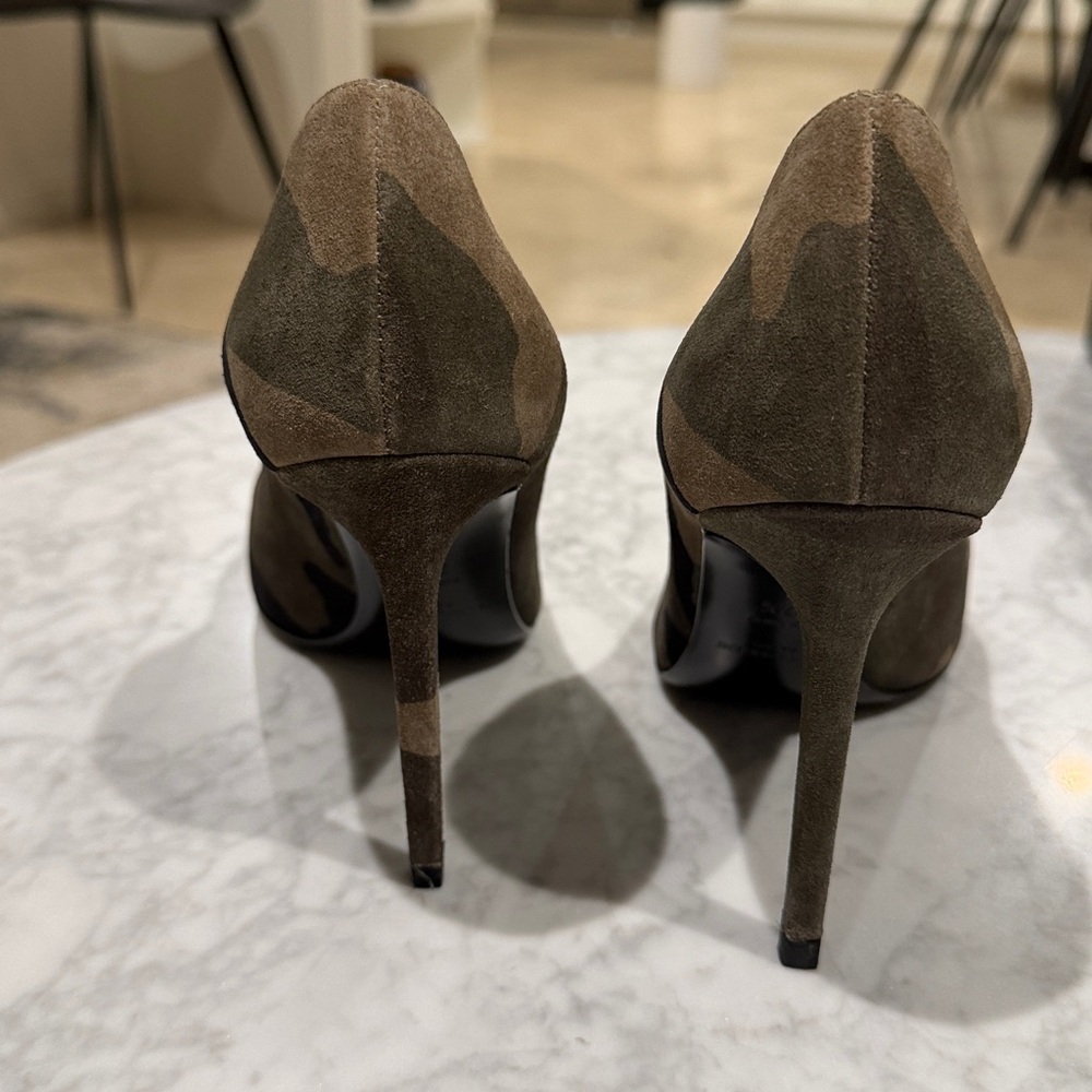 SaintLaurent Paris Suede Camouflage Stilettos   37.5 - Picture 3 of 7